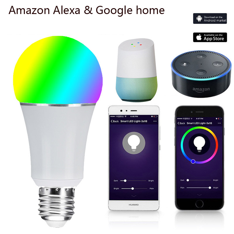 E27 7W RGBW WiFi Smart Voice LED Light Bulb, APP Wireless Remote Control, AC85-265V, Work With Alexa & Google Assistant Light Bulb